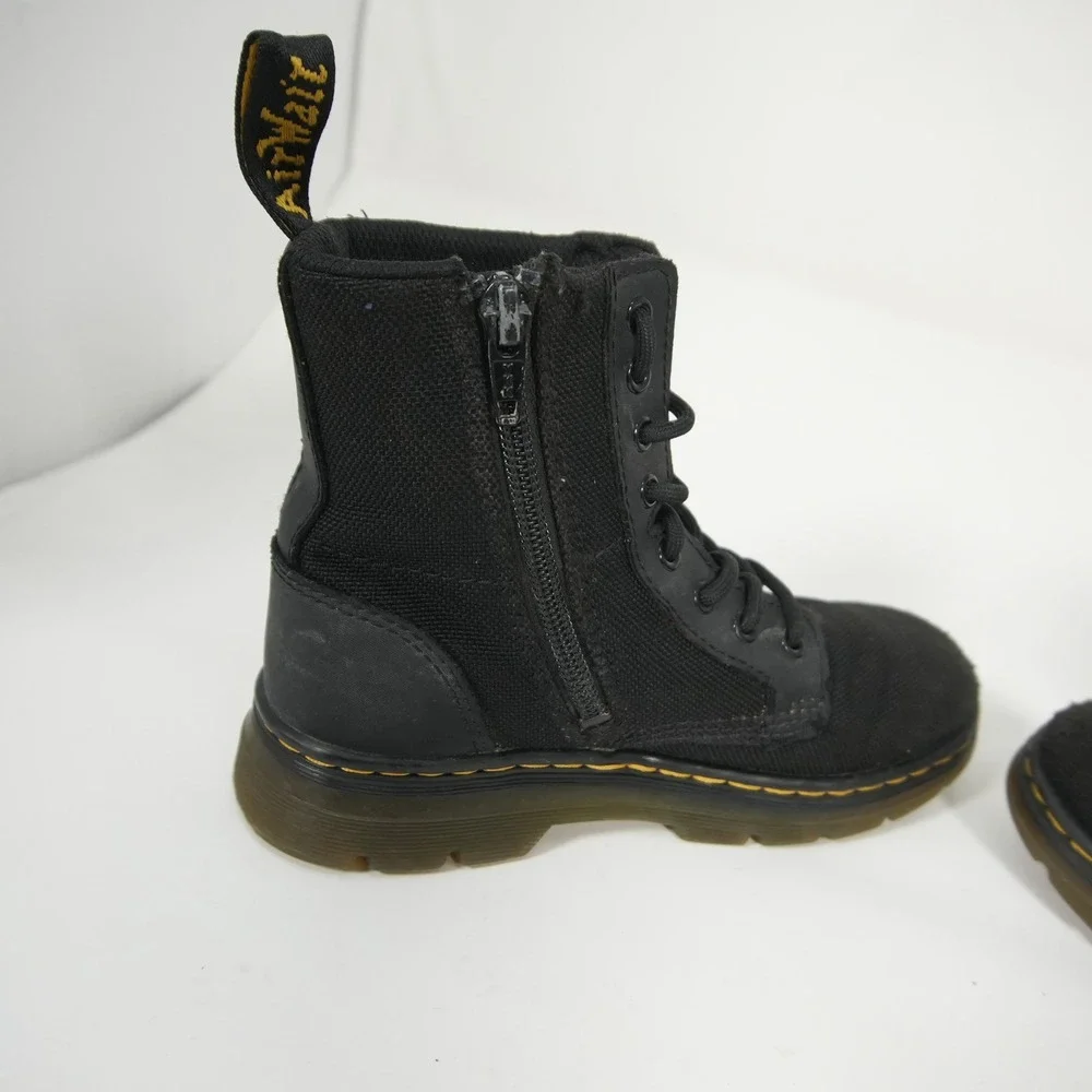 Dr. Martens Canvas Combs J JY004 Kids 13 Black Utility Combat Boots Side Zip
